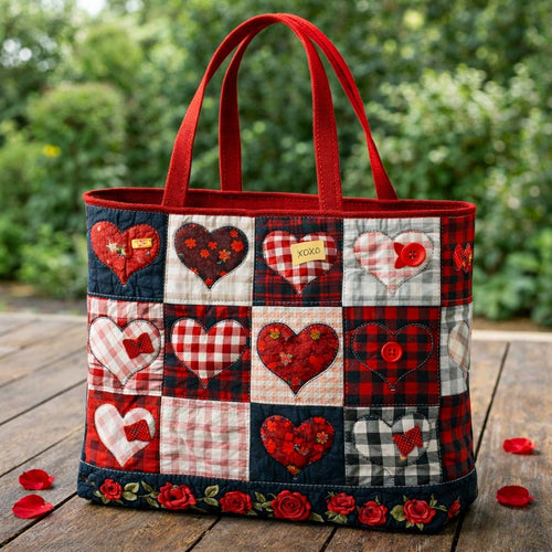 Heart Patchwork Tote Quilted Tote Bag GFTOHD13448