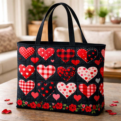Midnight Love Hearts Quilted Tote Bag GFTOHD13450