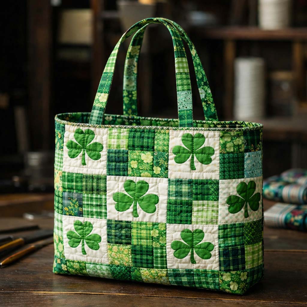 Shamrock Patch Tote Quilted Tote Bag GFTOHD13453