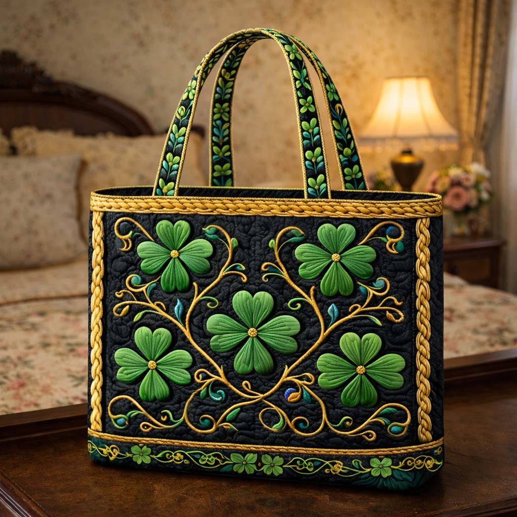 Celtic Clover Elegance Quilted Tote Bag GFTOHD13457