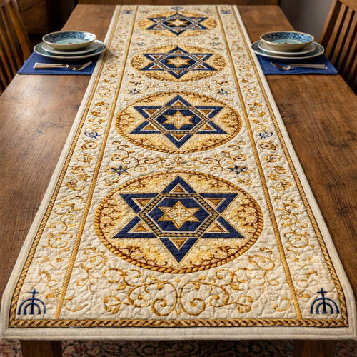 Ivory Star Medallion Quilted Table Runner GFTOHD13461