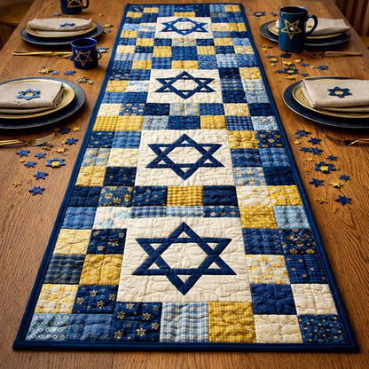 Patchwork David Star Quilted Table Runner GFTOHD13462