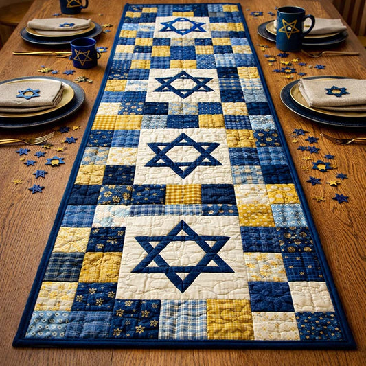 Patchwork David Star Quilted Table Runner GFTOHD13462