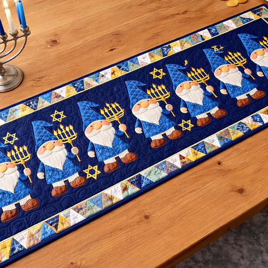 Hanukkah Gnome Parade Quilted Table Runner GFTOHD13467
