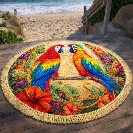 Beach Parrot Duo Round Beach Towel GFTOHD13471