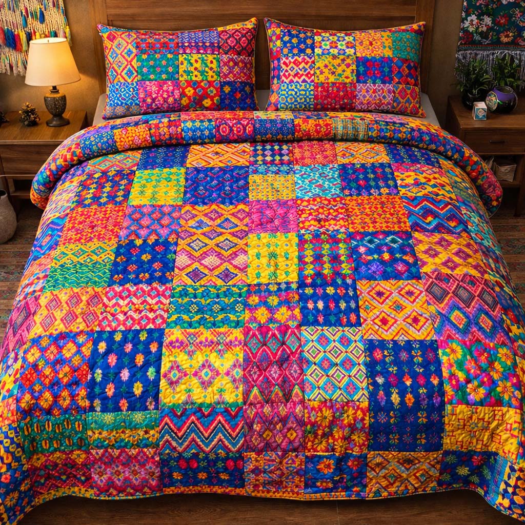 Bohemian Patchwork Bloom Duvet Cover Set GFTOHD13481