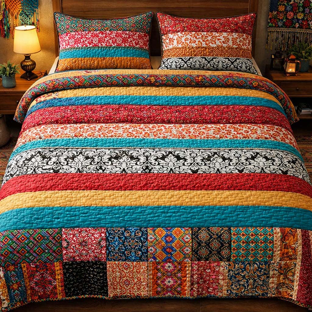 Boho Tribal Layers Duvet Cover Set GFTOHD13484
