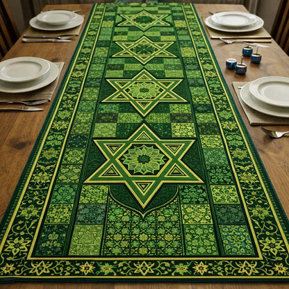Emerald Star Mosaic Quilted Table Runner GFTOHD13499