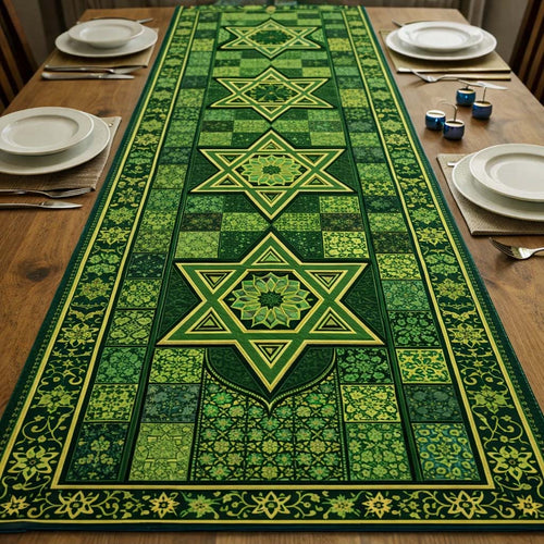 Emerald Star Mosaic Quilted Table Runner GFTOHD13499
