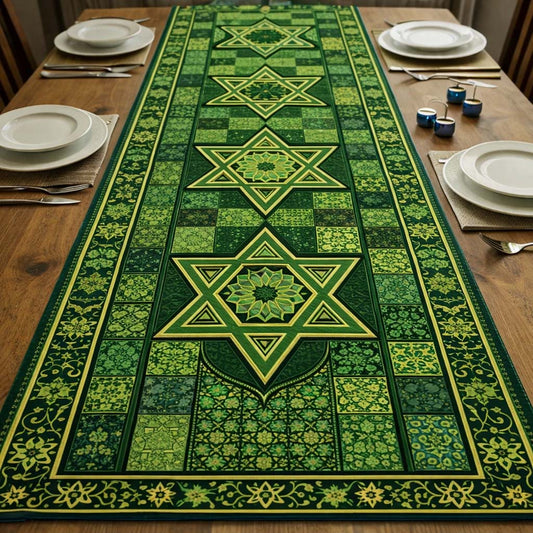 Emerald Star Mosaic Quilted Table Runner GFTOHD13499