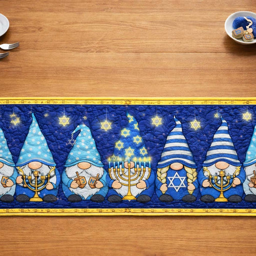 Hanukkah Gnome Parade Quilted Table Runner GFTOHD13501