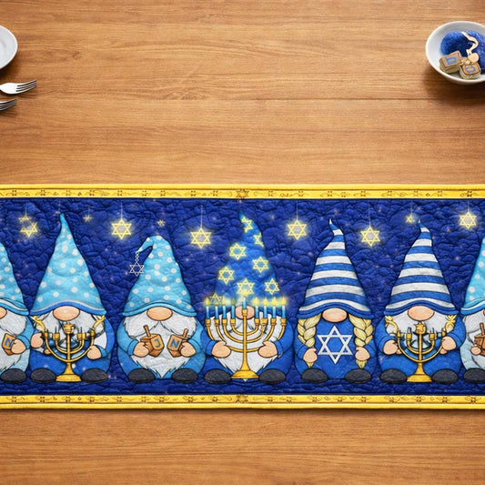 Hanukkah Gnome Parade Quilted Table Runner GFTOHD13501