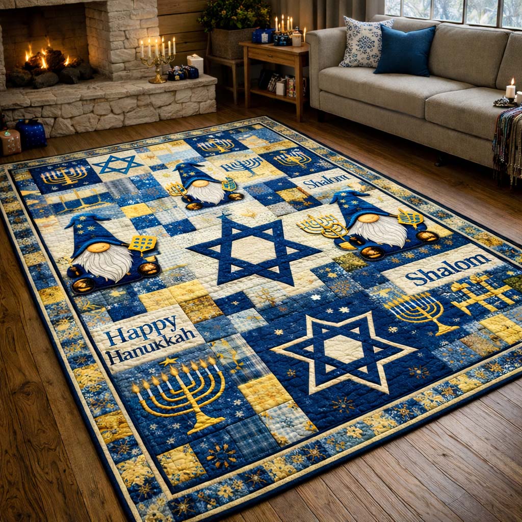 Cozy Hanukkah Grid Area Rug GFTOHD13509