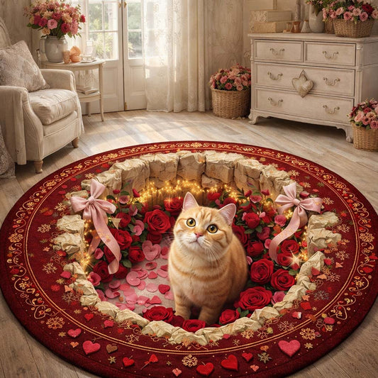 Golden Love Cat Quilted Round Mat GFTOHD13520