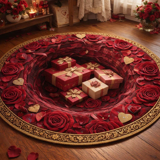 Rose Gift Hollow Quilted Round Mat GFTOHD13522