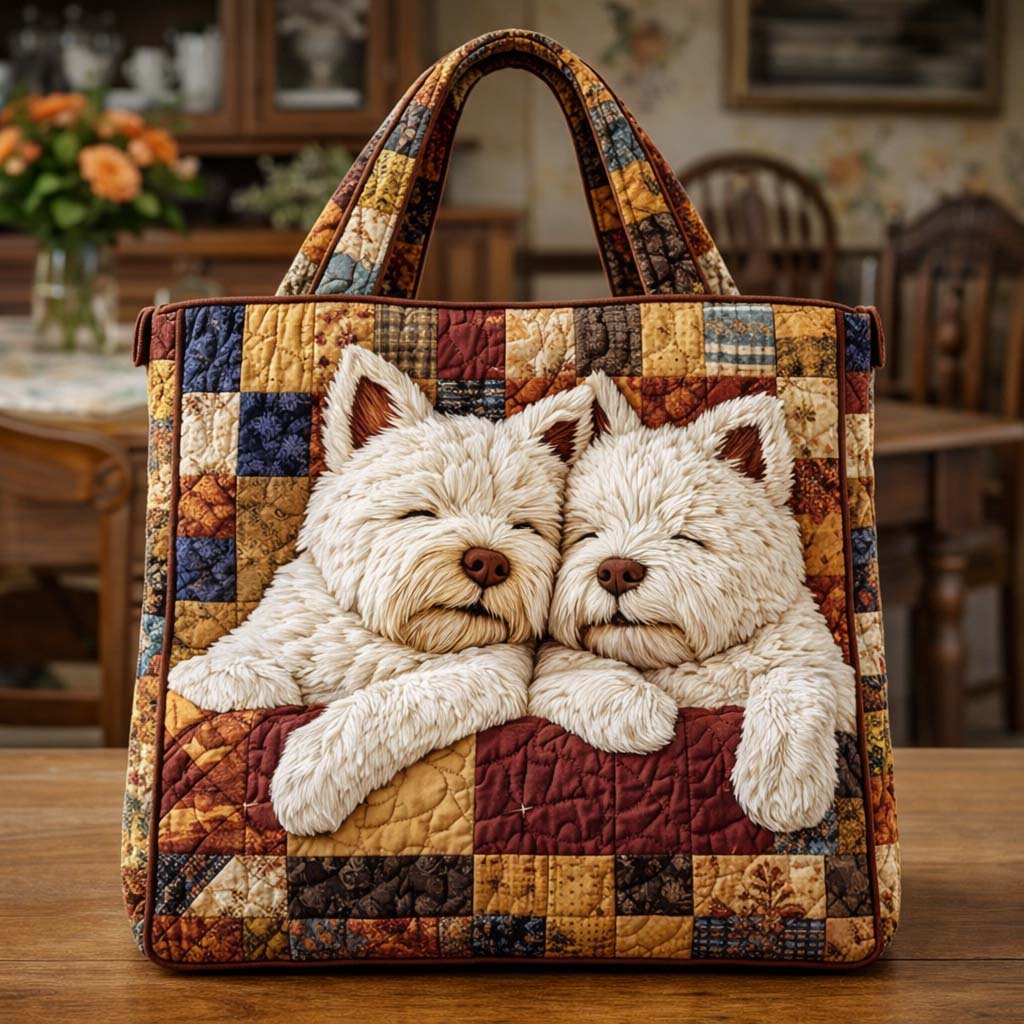 Sleeping Westie Duo Quilted Tote Bag GFTOHD13529