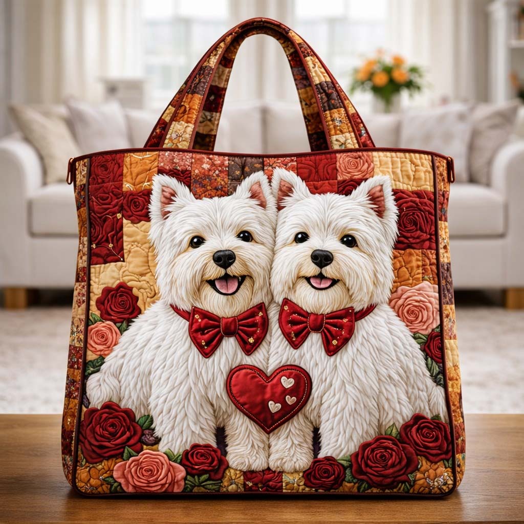 Sweet Westie Twins Quilted Tote Bag GFTOHD13530