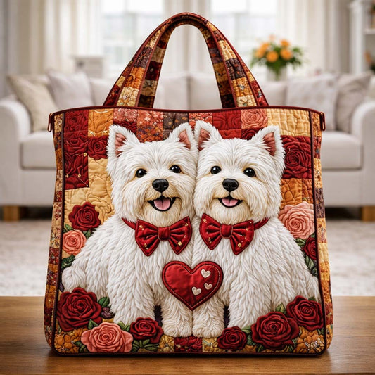 Sweet Westie Twins Quilted Tote Bag GFTOHD13530