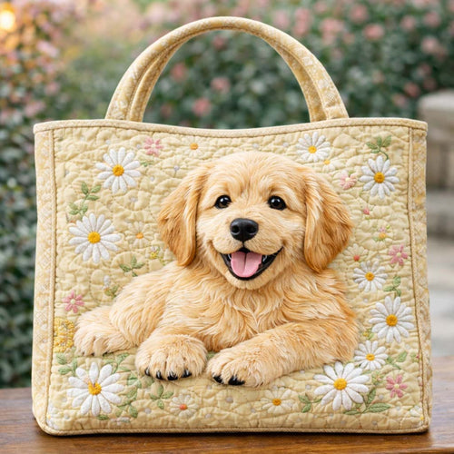 Daisy Golden Pup Quilted Tote Bag GFTOHD13531