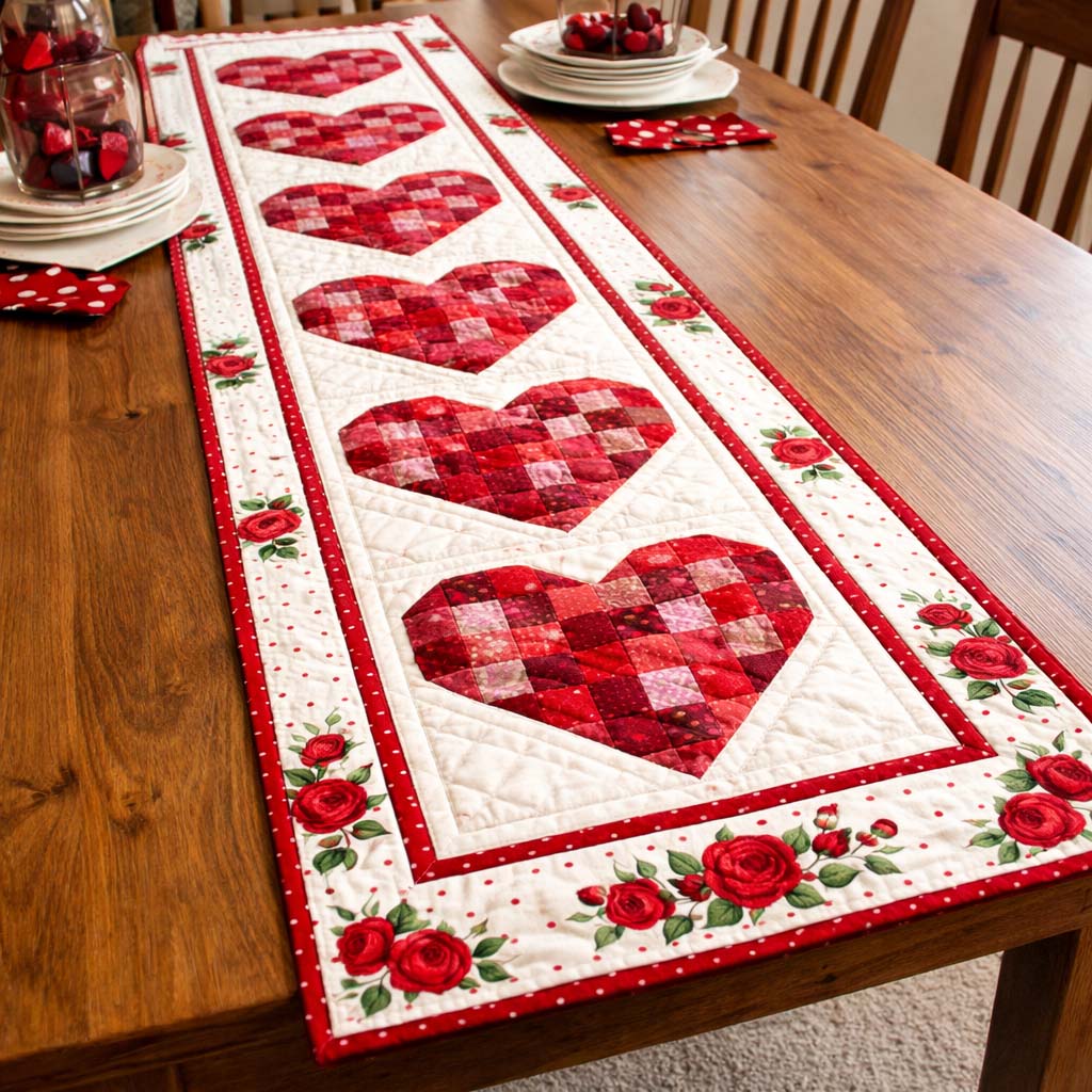 Romantic Valentine Quilted Table Runner GFTOHD13563
