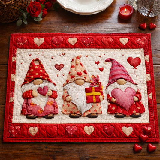 Valentine Gnome Friends Quilted Placemat GFTOHD13569