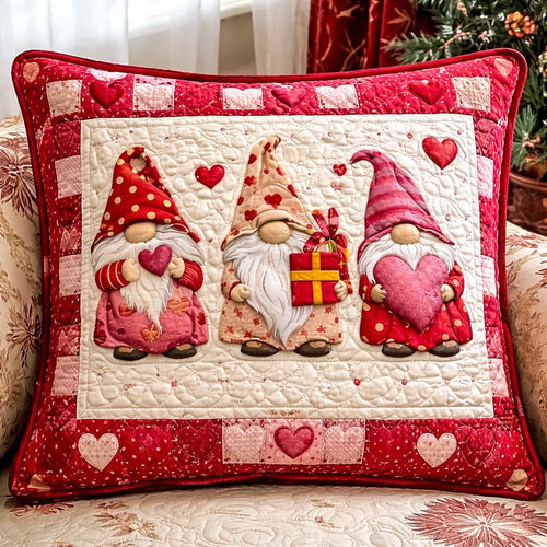 Valentine Gnome Friends Quilted Pillow Case GFTOHD13570
