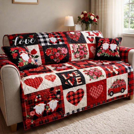 Love Patchwork Quilted Sofa Cover GFTOHD13573