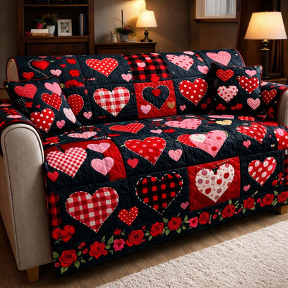 Heart Garden Quilted Sofa Cover GFTOHD13574