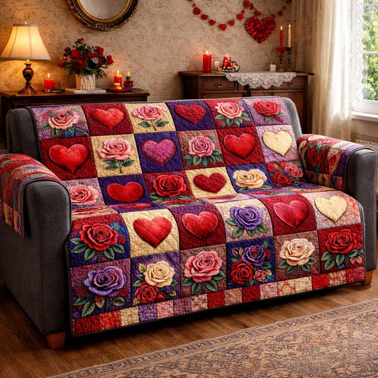 Rose Romance Quilted Sofa Cover GFTOHD13578