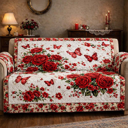 Rose Butterfly Quilted Sofa Cover GFTOHD13582