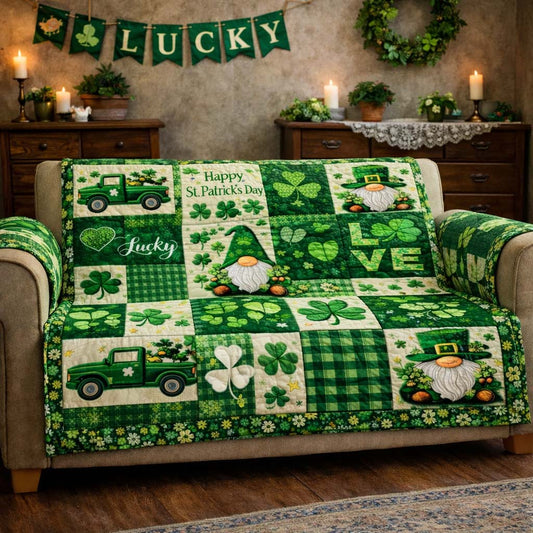 Lucky Gnome Garden Quilted Sofa Cover GFTOHD13584