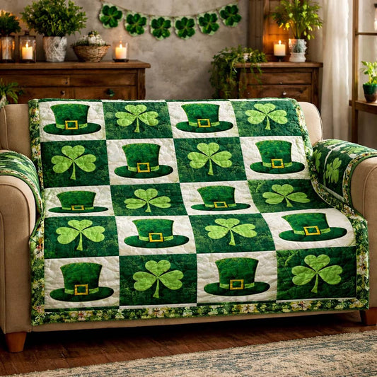 Shamrock Top Hat Quilted Sofa Cover GFTOHD13585
