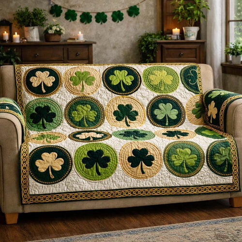 Emerald Clover Rings Quilted Sofa Cover GFTOHD13588