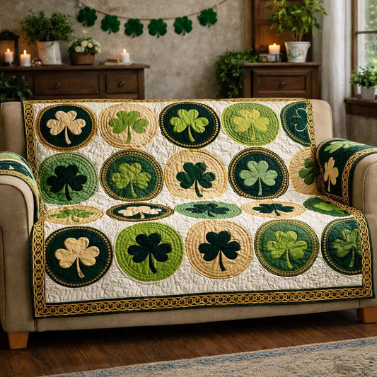 Emerald Clover Rings Quilted Sofa Cover GFTOHD13588