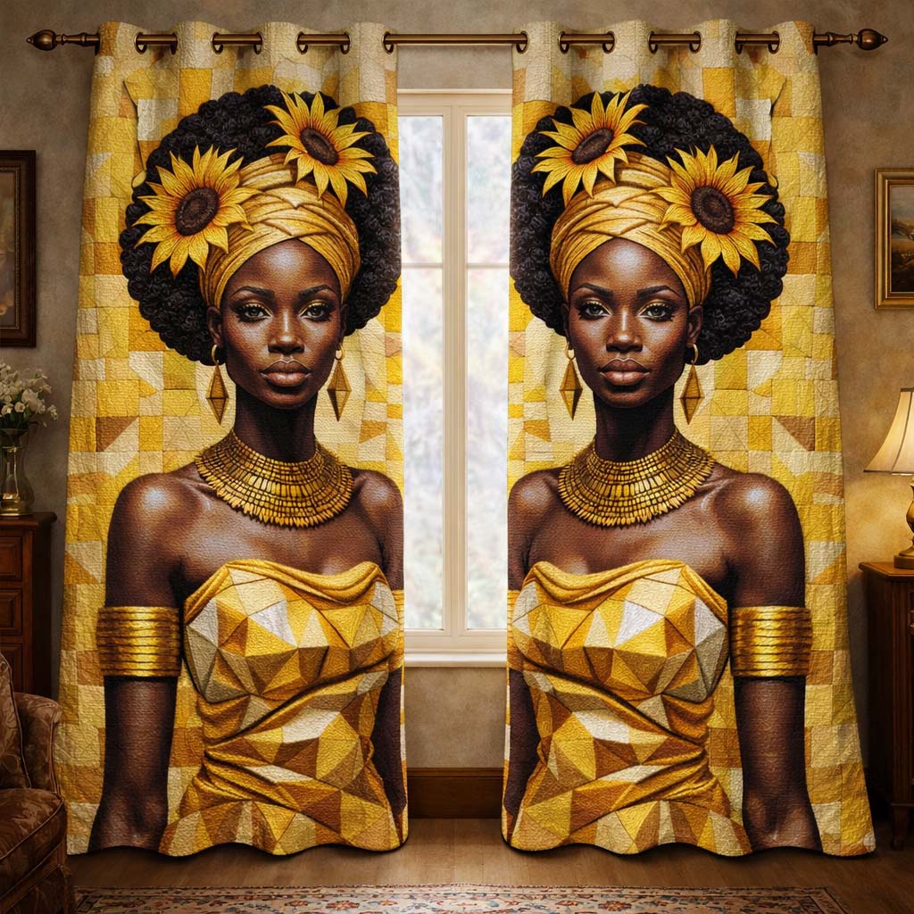 Golden Melanin Queen Quilted Curtains GFTOHD13600
