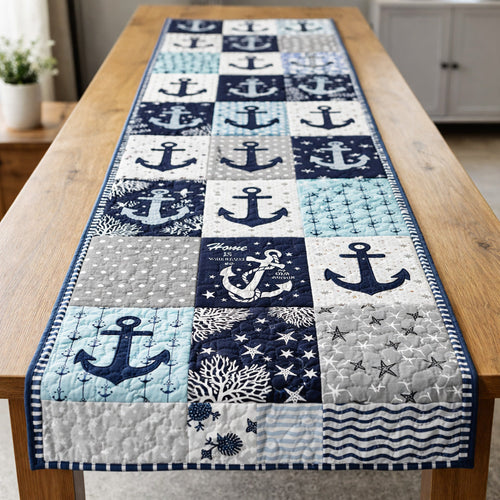 Coastal Night Anchors Quilted Table Runner GFTOHD13635