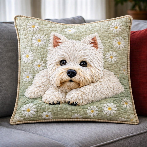 Daisy Westie Dream Quilted Pillow Case GFTOHD13644