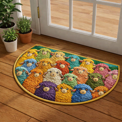Rainbow Sheep Crowd Quilted Welcome Mat GFTOHD13678