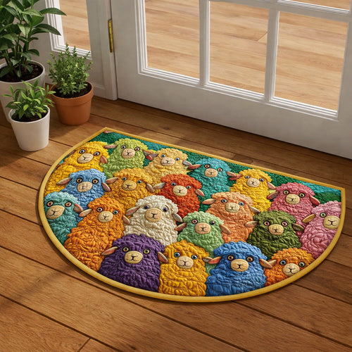 Rainbow Sheep Crowd Quilted Welcome Mat GFTOHD13678