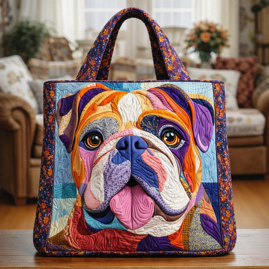 Colorful Bulldog Face Quilted Tote Bag GFTOHD13693