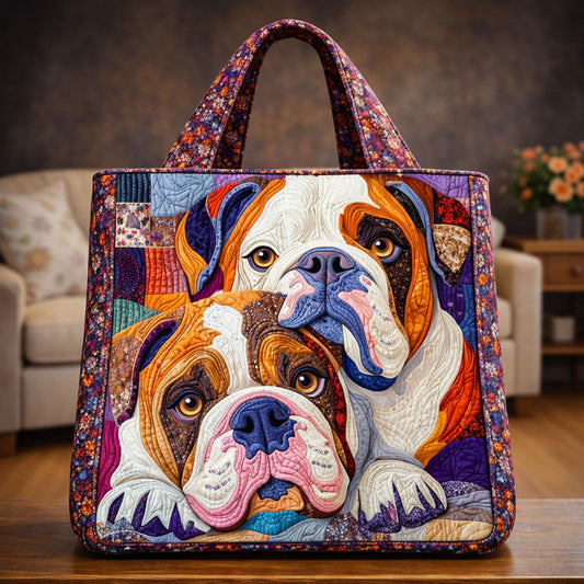 Bulldog Duo Love Quilted Tote Bag GFTOHD13694