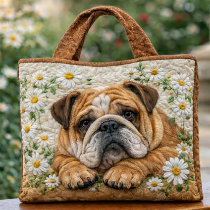 Daisy Bulldog Garden Quilted Tote Bag GFTOHD13695