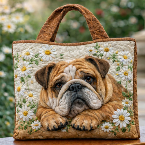 Daisy Bulldog Garden Quilted Tote Bag GFTOHD13695