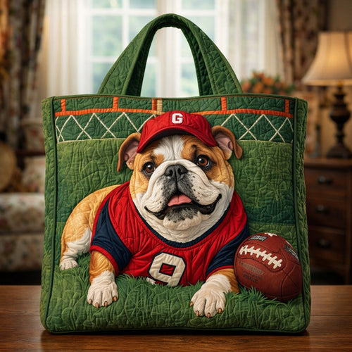 Sporty Bulldog Buddy Quilted Tote Bag GFTOHD13698