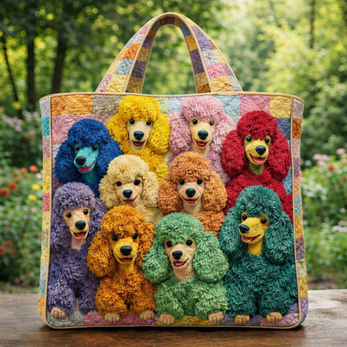 Rainbow Poodle Friends Quilted Tote Bag GFTOHD13702