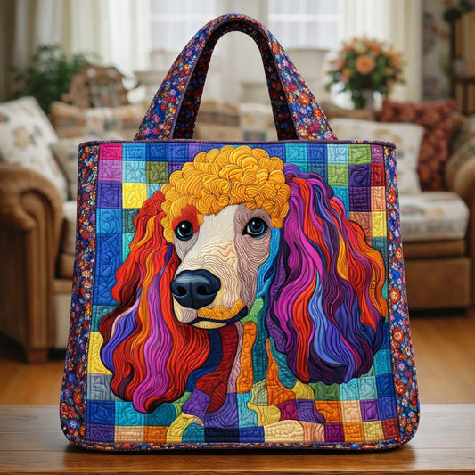 Colorful Poodle Portrait Quilted Tote Bag GFTOHD13704