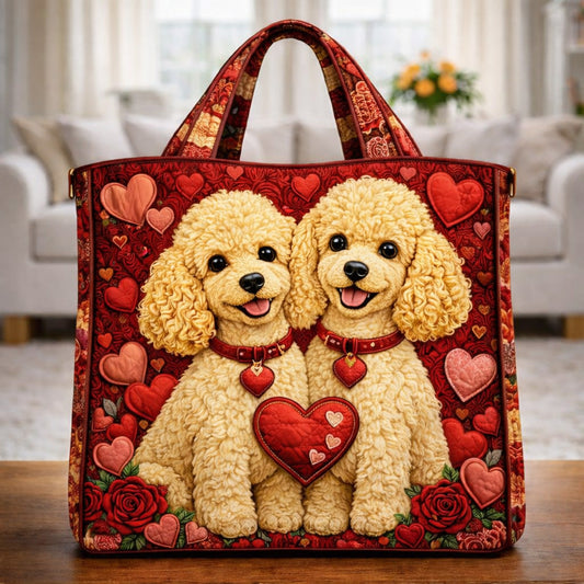 Valentine Poodle Love Quilted Tote Bag GFTOHD13707