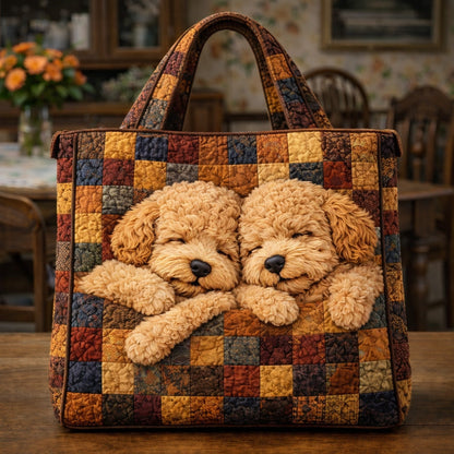 Sleeping Poodle Duo Quilted Tote Bag GFTOHD13711