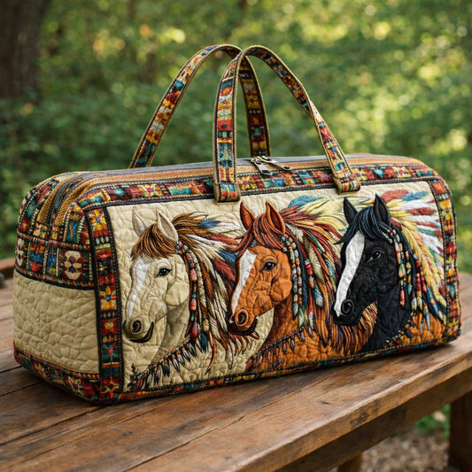 Sacred Horse Pair Quilted Duffle Bag GFTOHD13717