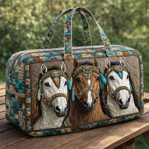 Bohemian Horse Heads Quilted Duffle Bag GFTOHD13718